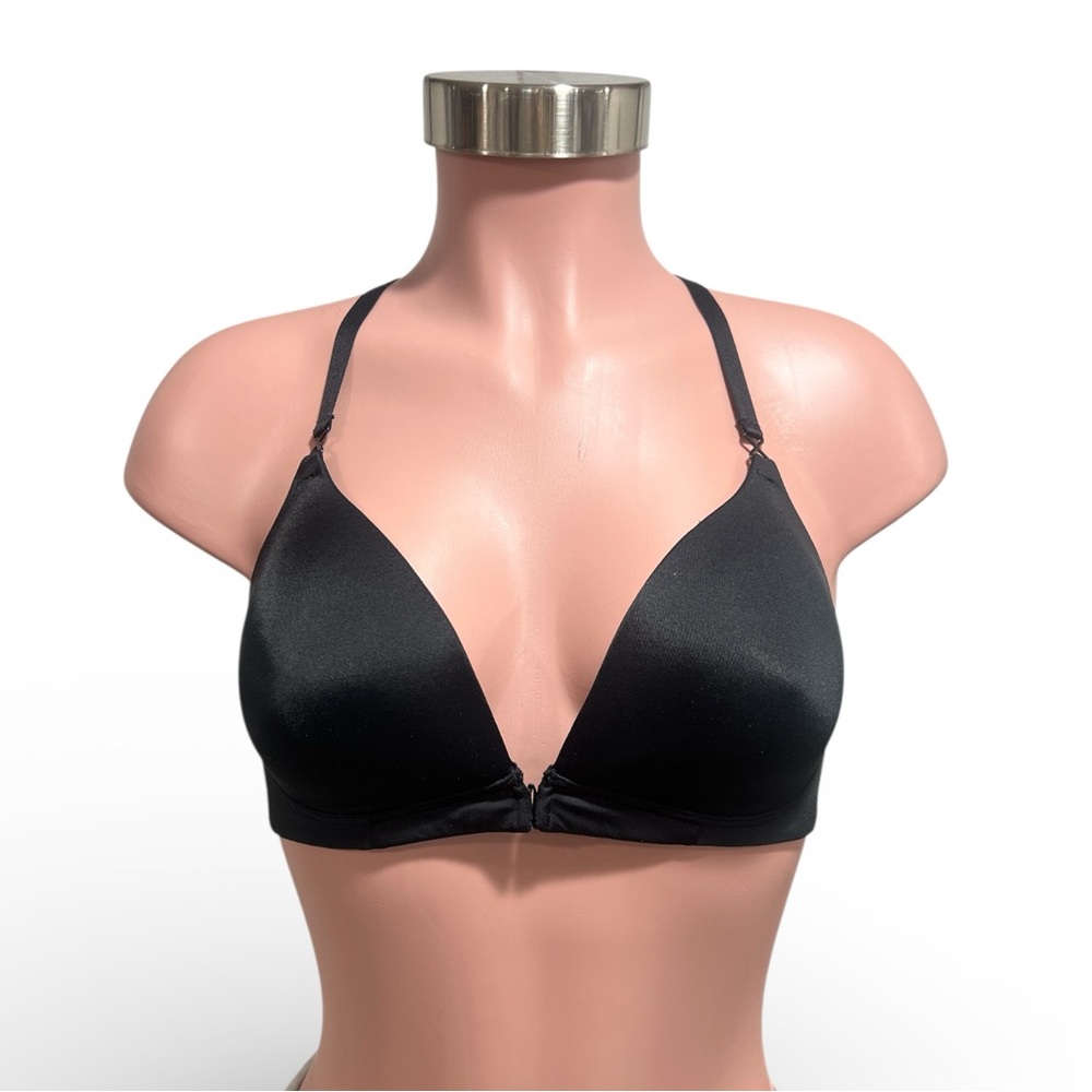 Warner's Classic Black Plunge Bra Front Closure Racerback